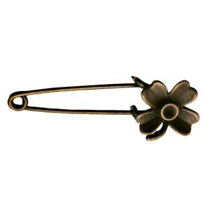 Flower Safety Pin Daisy Charm Four Leaf Clover Irish Skirt Pin Brooch Crafting